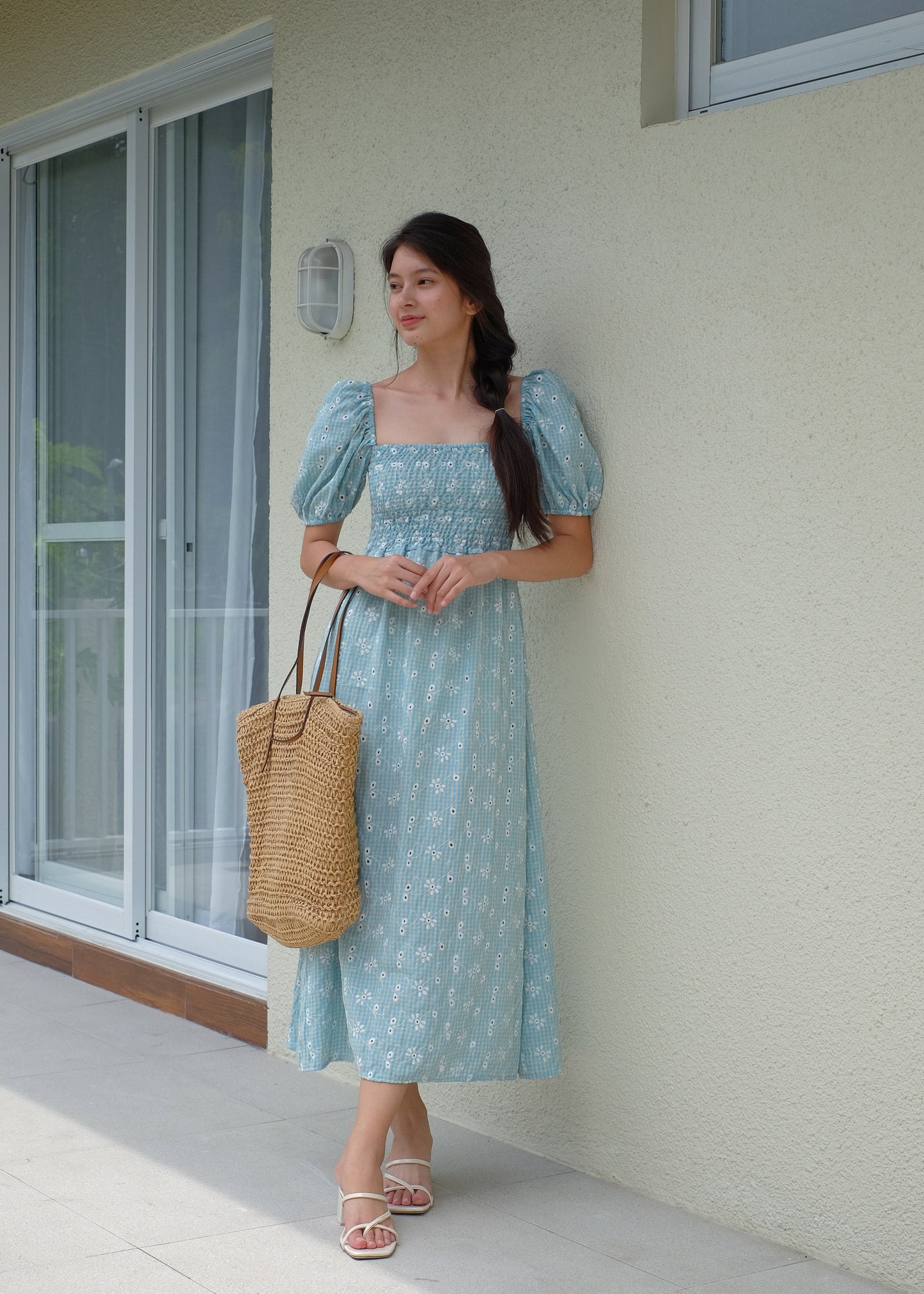 Alison Maxi Dress - turquoise eyelet