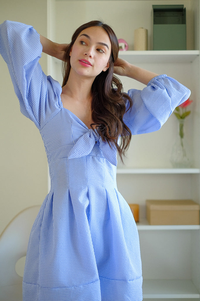 Sathia Mini Dress - Blue Checkered