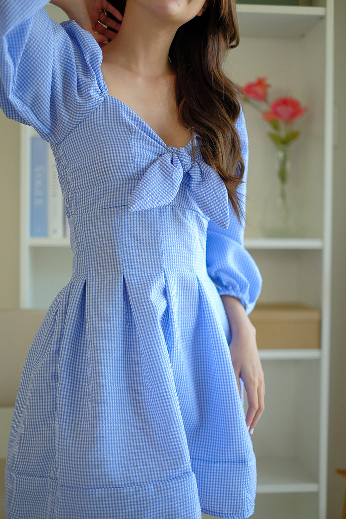 Sathia Mini Dress - Blue Checkered