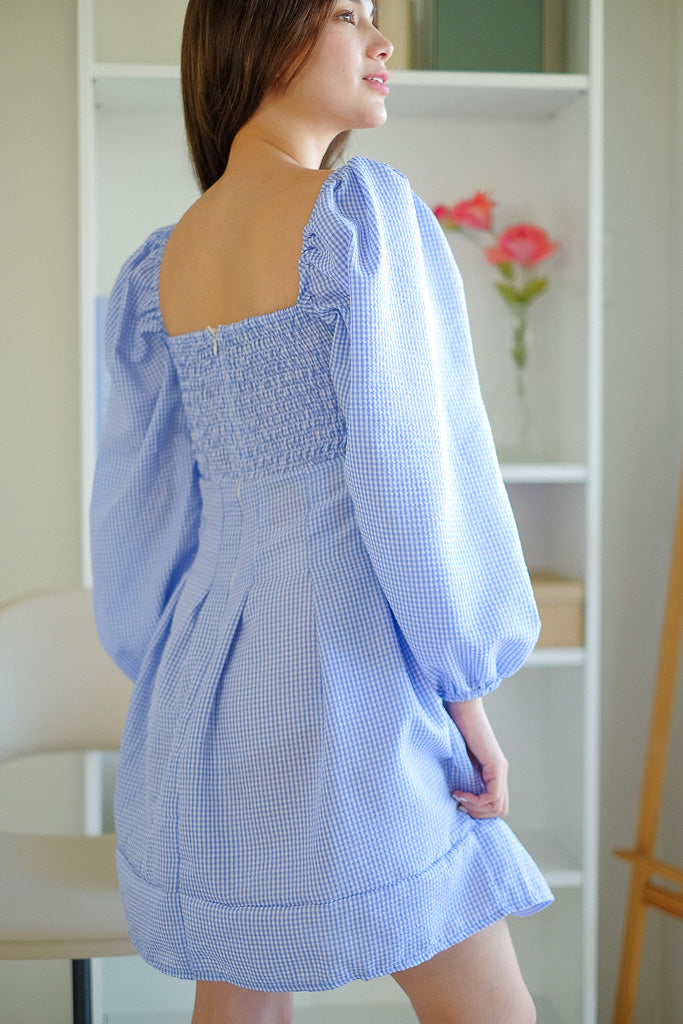 Sathia Mini Dress - Blue Checkered