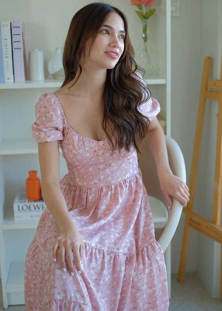 Dakota midi dress - Cameo pink floral