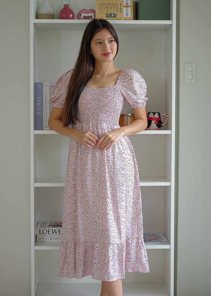 Sabrina midi length dress - Light pink floral