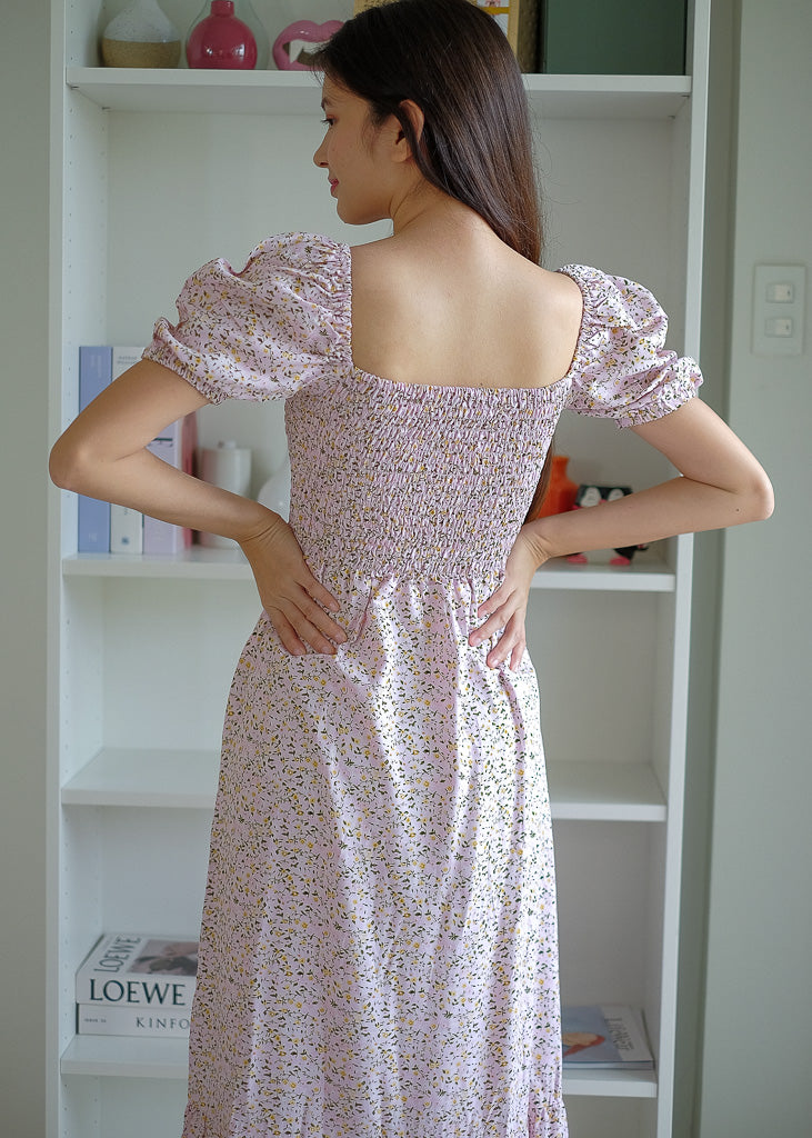 Sabrina midi length dress - Light pink floral