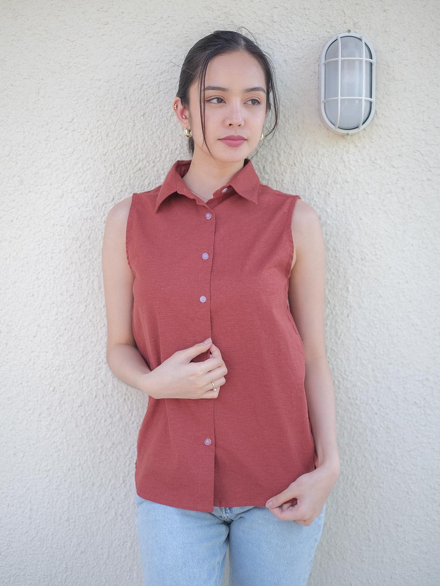 Jaida sleeveless shirt - barn red