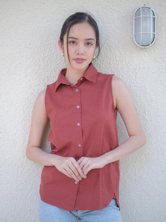 Jaida sleeveless shirt - barn red