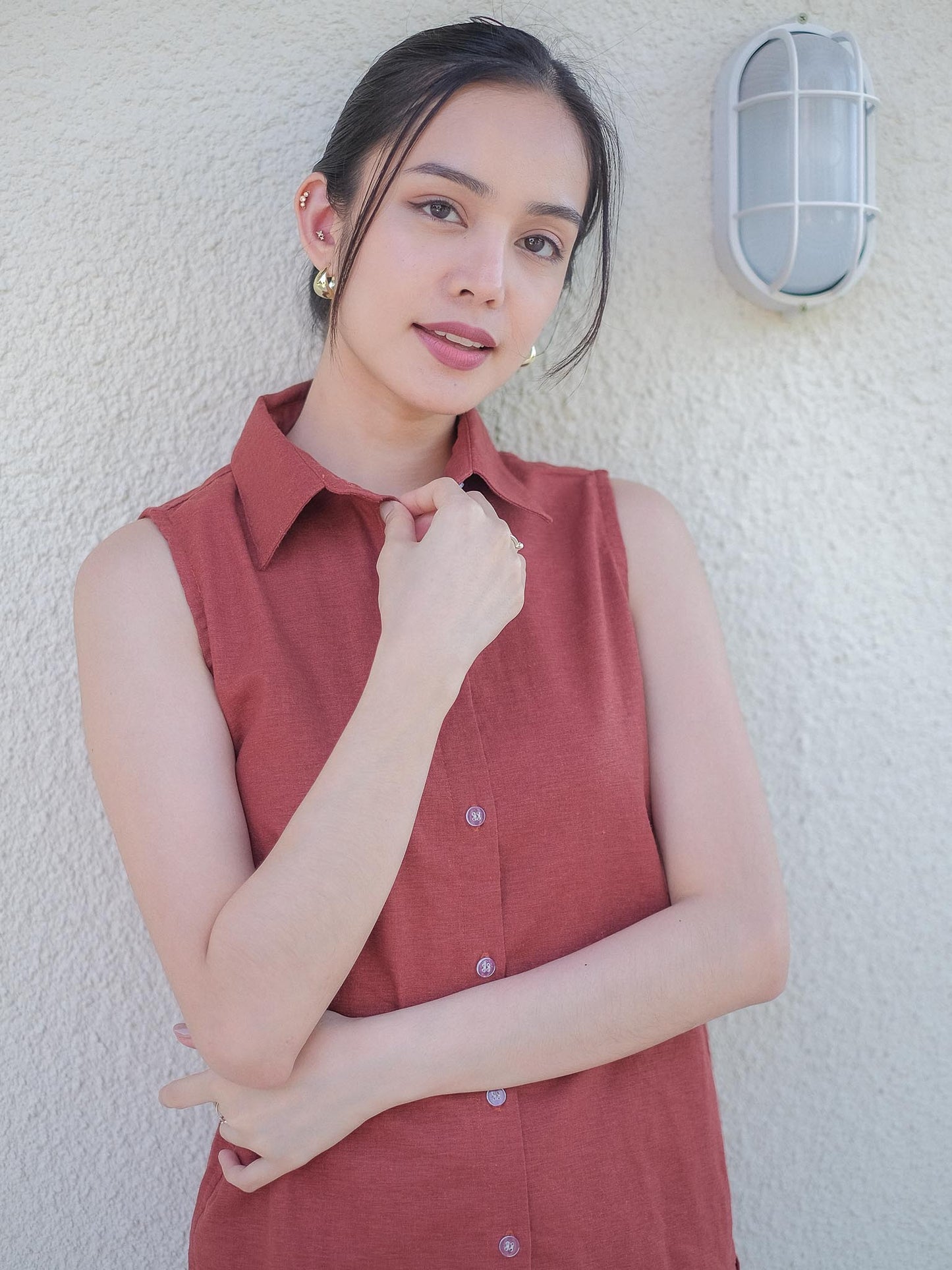 Jaida sleeveless shirt - barn red