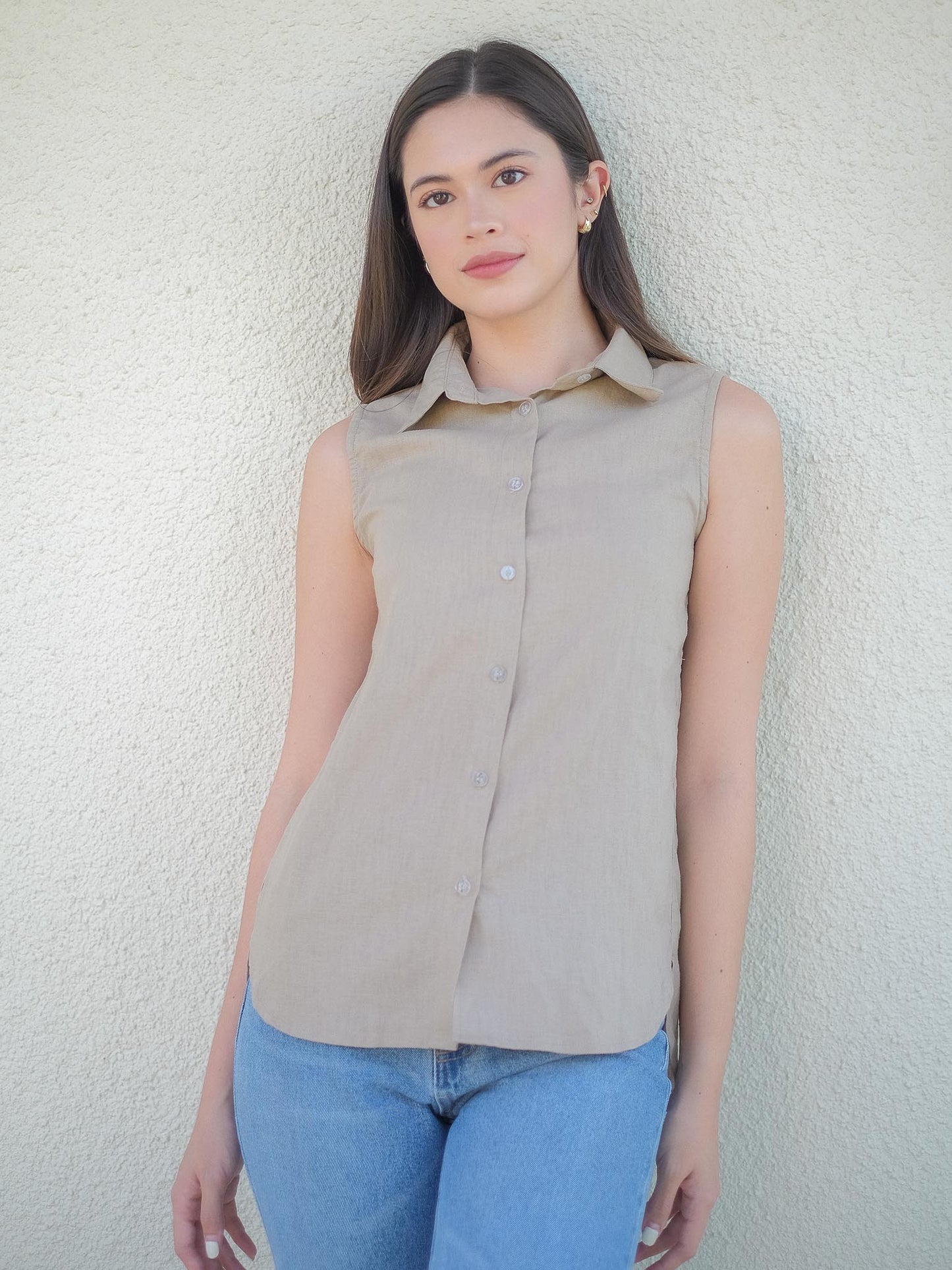 Jaida sleeveless shirt - Khaki