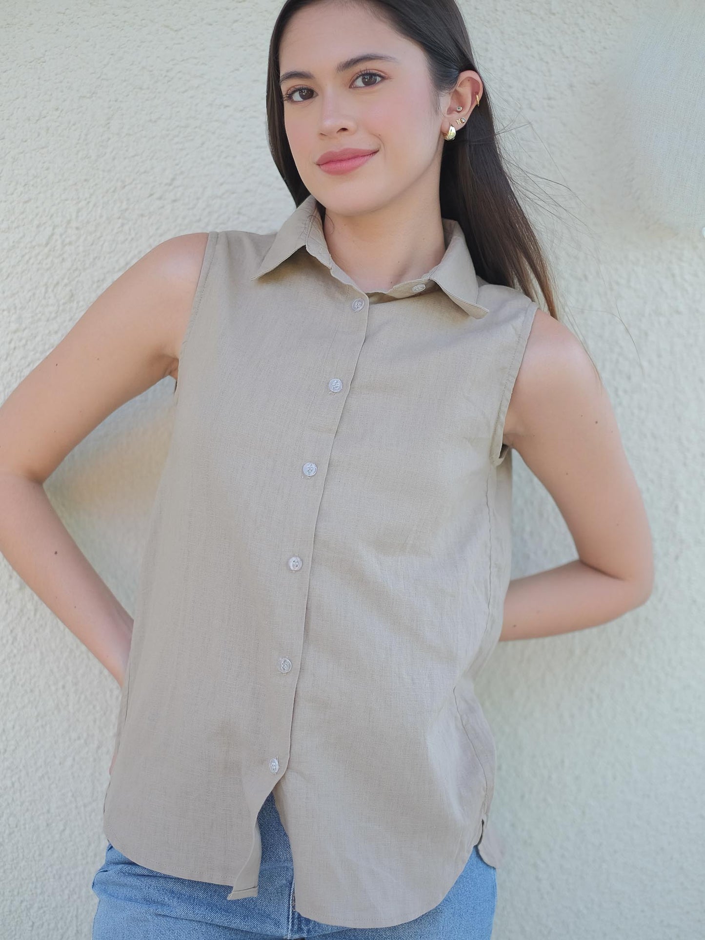 Jaida sleeveless shirt - Khaki