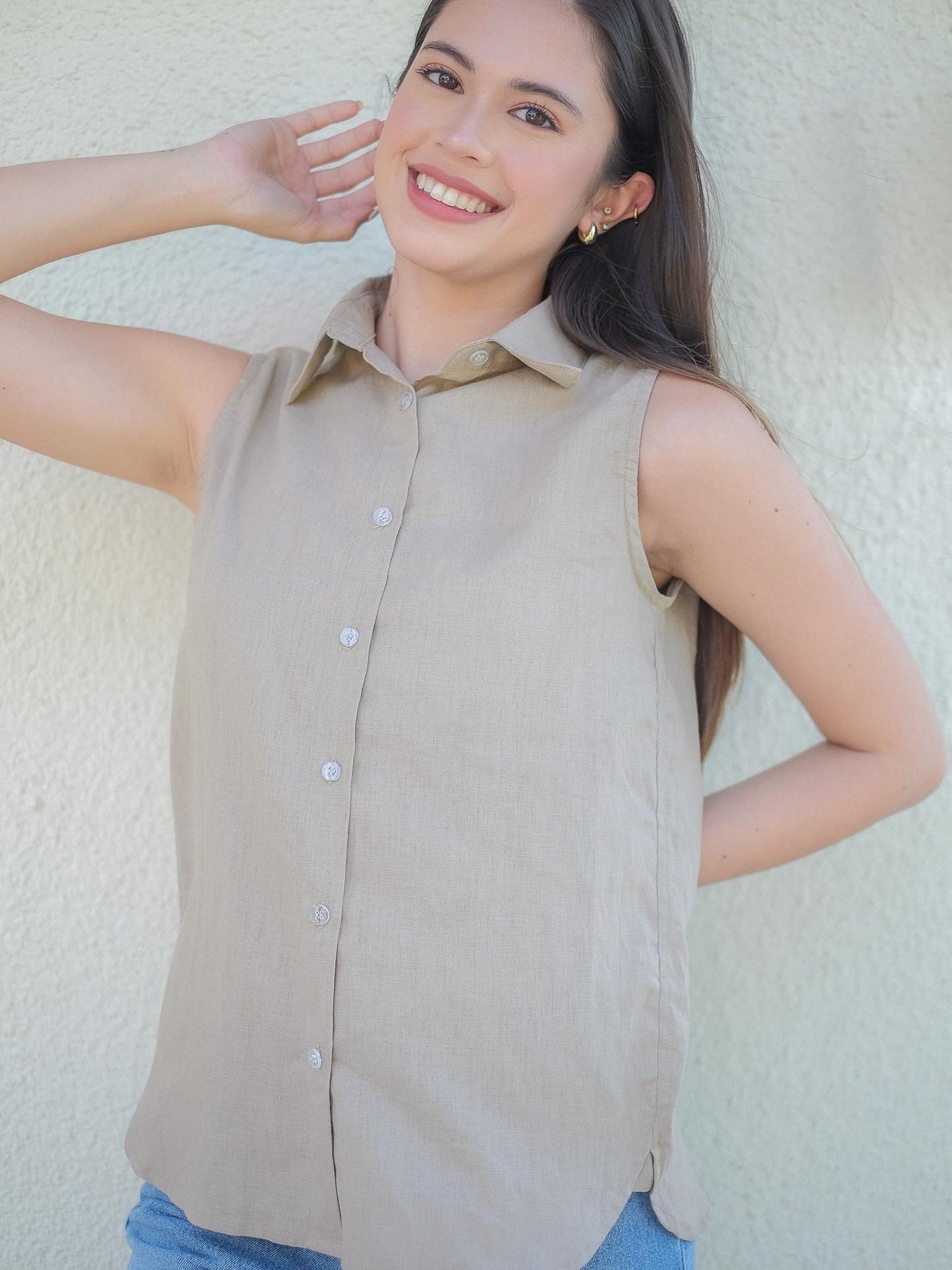 Jaida sleeveless shirt - Khaki