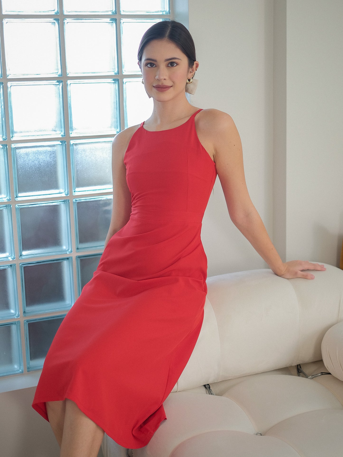 Elora Midi dress - scarlet red