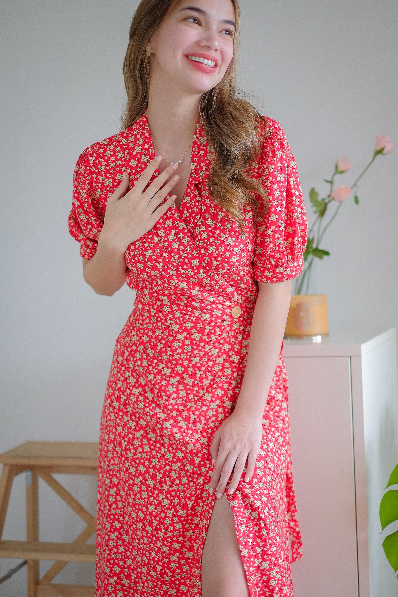 Drew wrap dress - Jasmin prints red