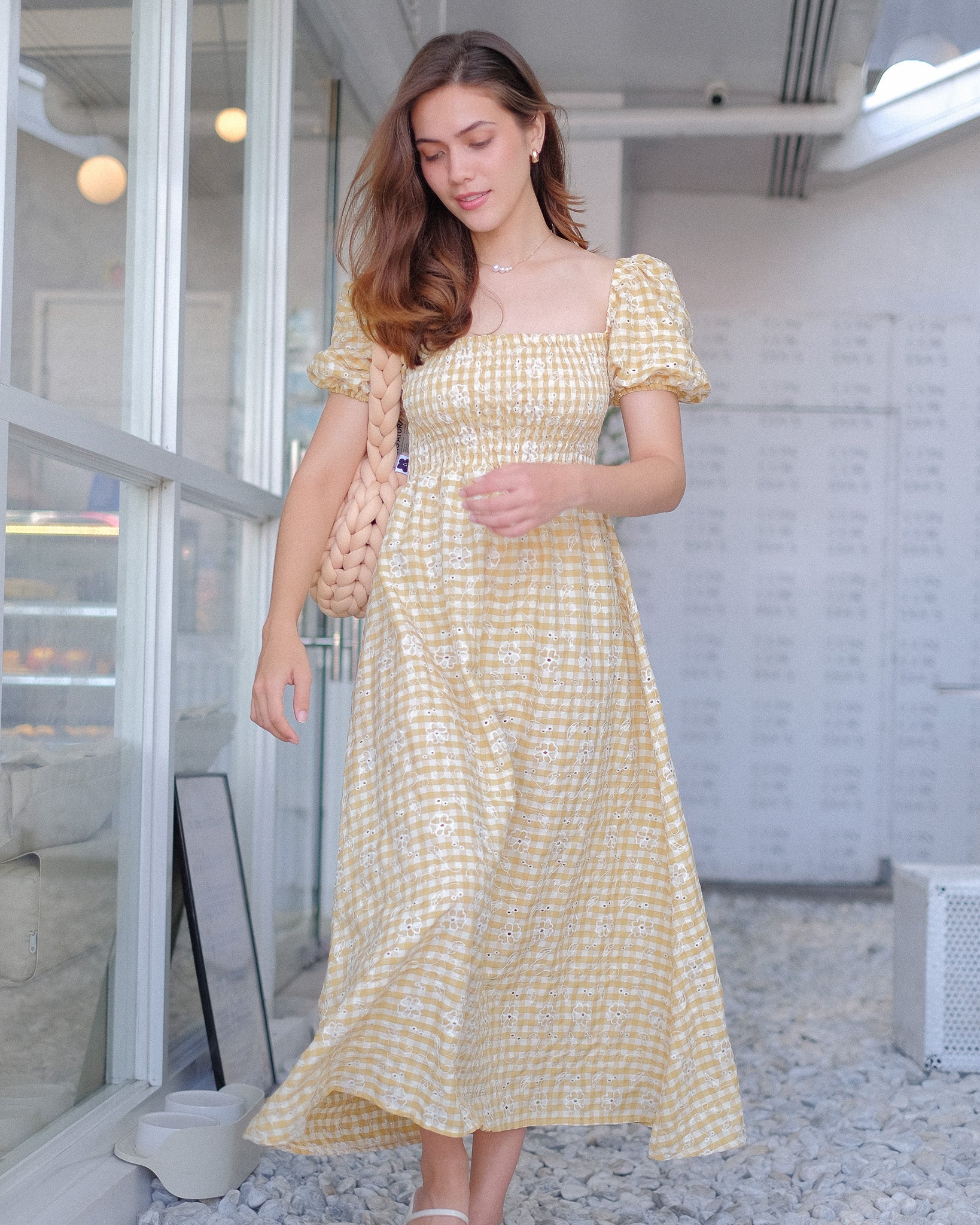 Alison Maxi Dress - mellow eyelet printed – Sunnyside Clothing Ph