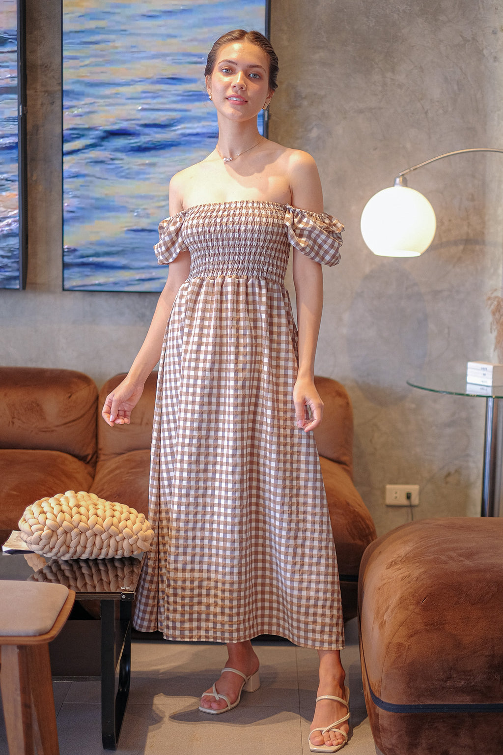 Alison Maxi Dress - cherry wood checkered