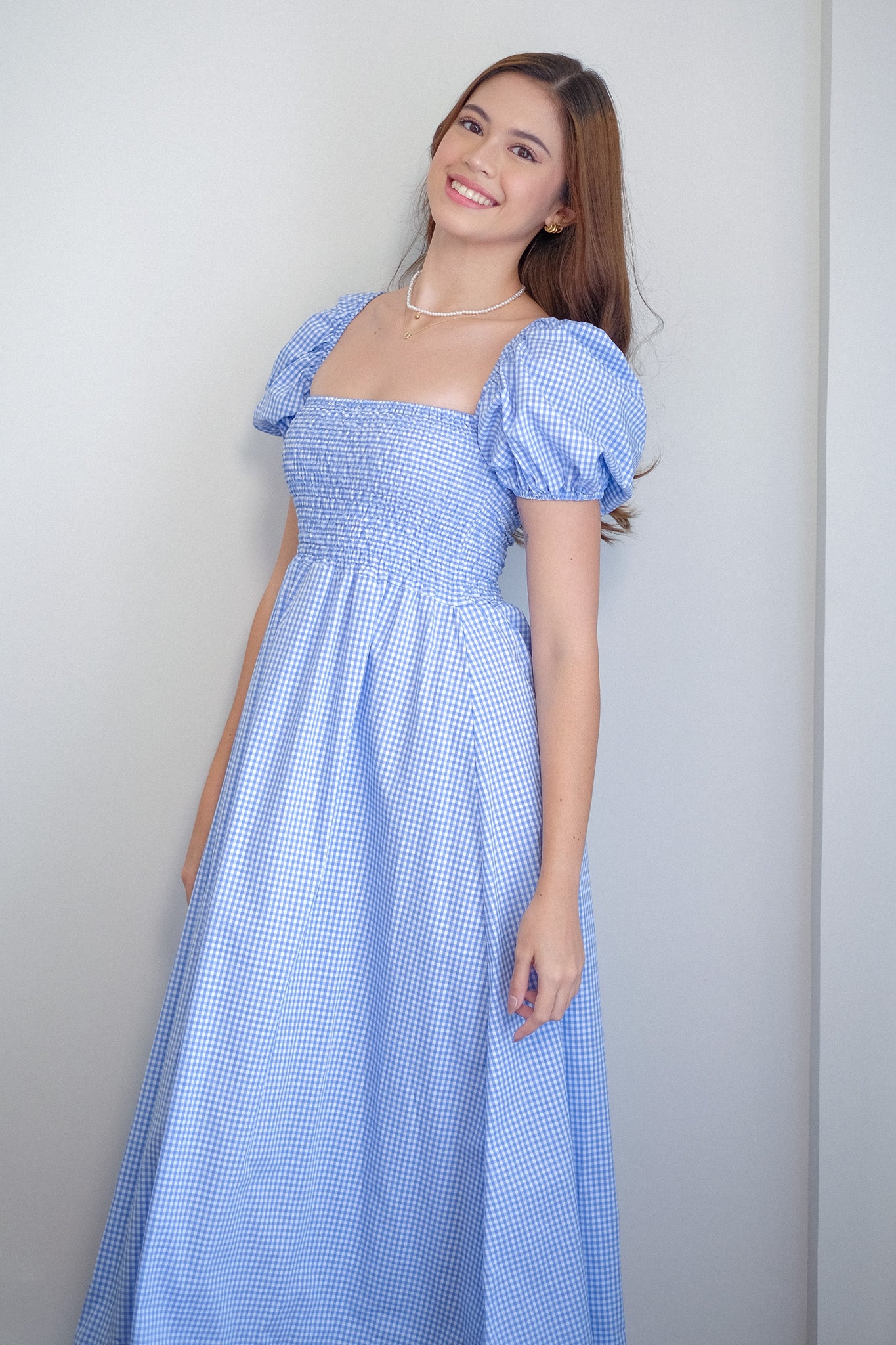 Alison Maxi Dress - blue gingham