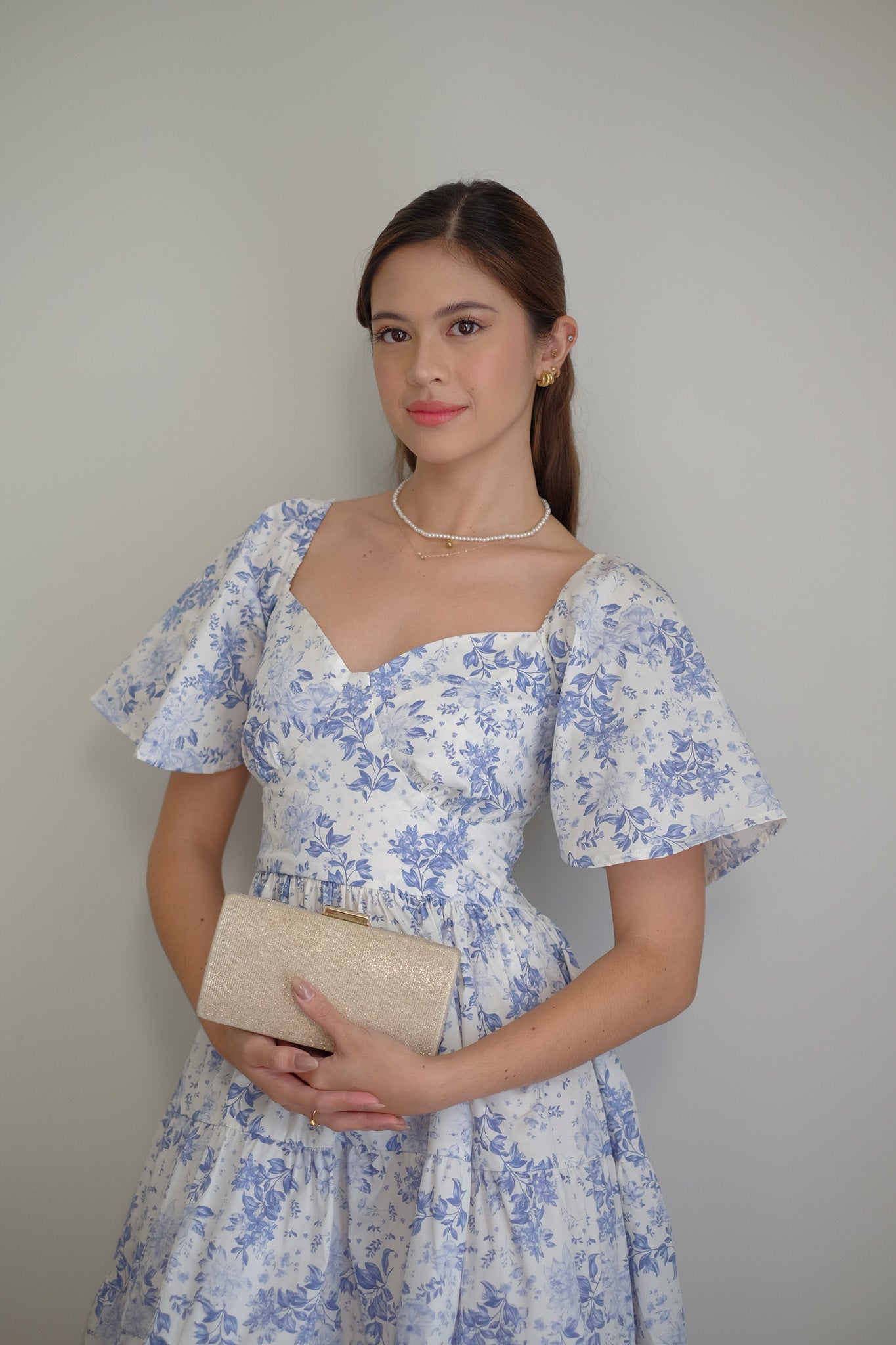 Barbara Midi dress - blue rose floral