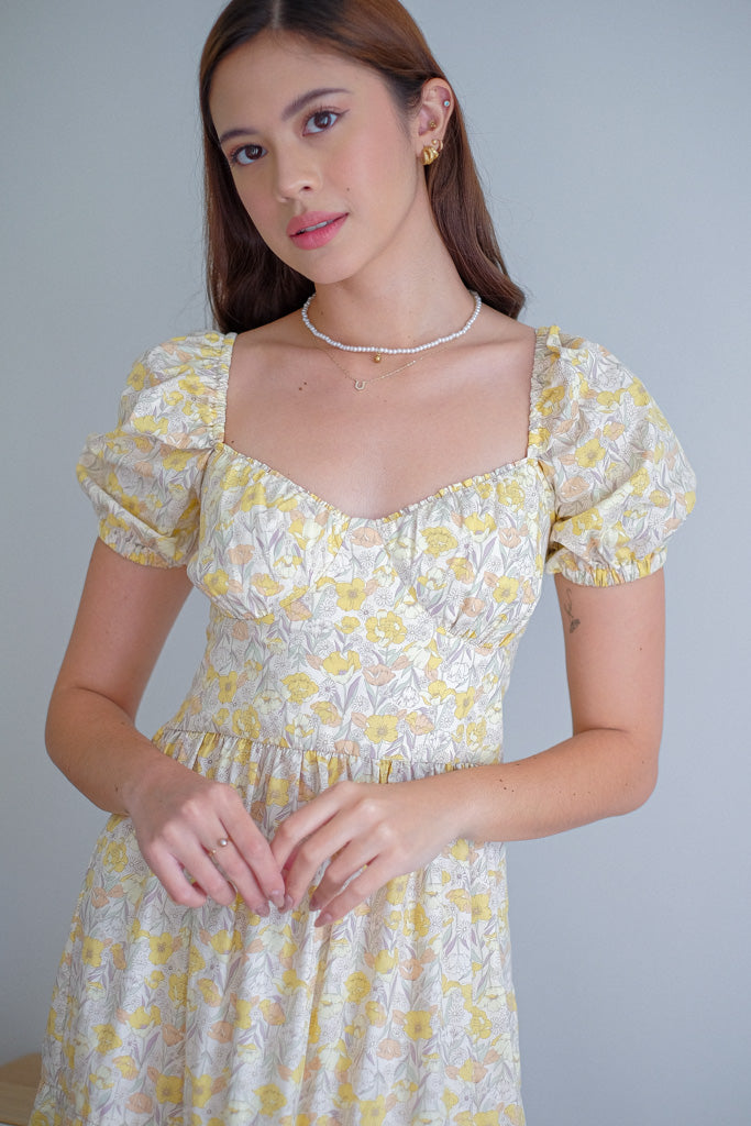 Dakota midi dress - yellow belle