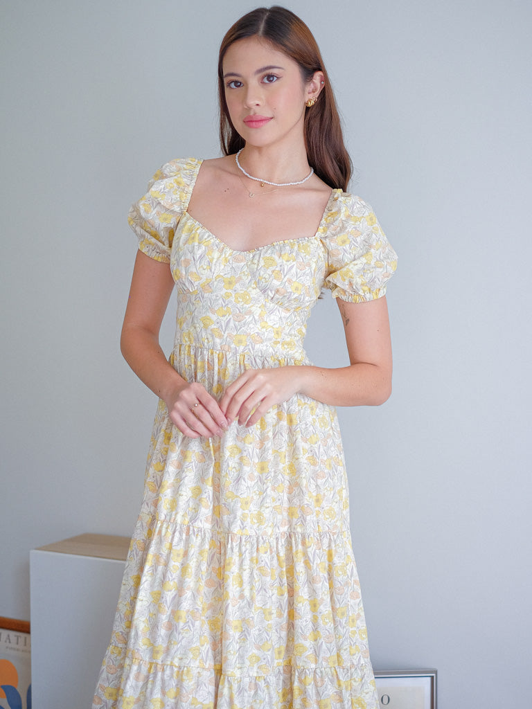 Dakota midi dress - yellow belle