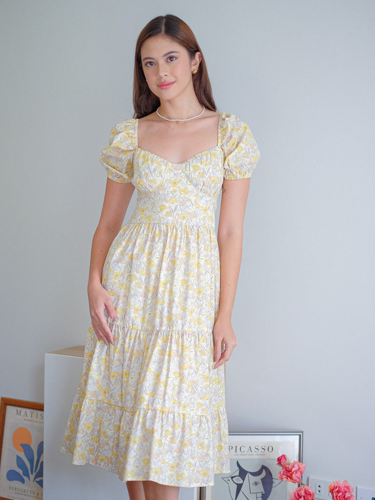 Dakota midi dress - yellow belle