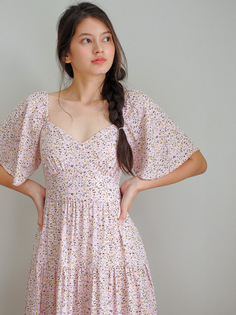 Barbara Midi Dress - light pink floral