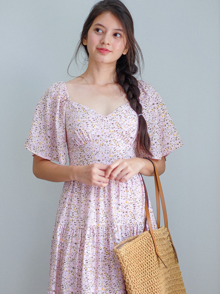 Barbara Midi Dress - light pink floral