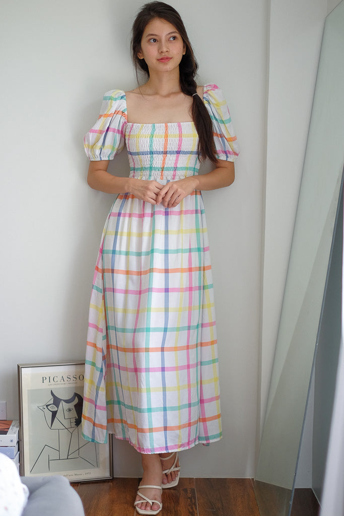 Alison Maxi Dress - rainbow checkered