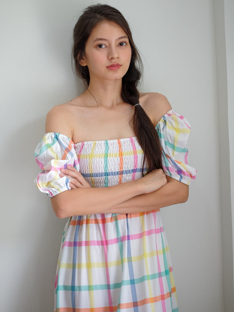 Alison Maxi Dress - rainbow checkered