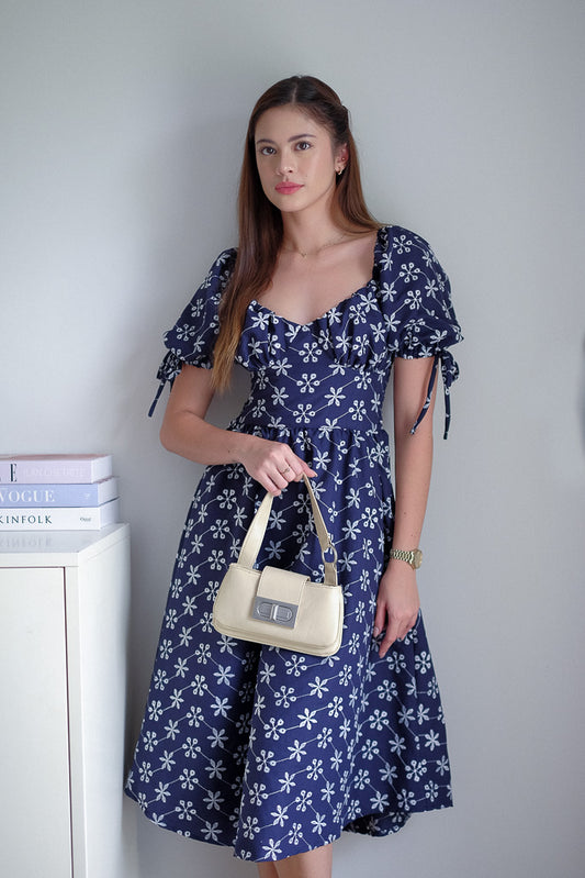 Percy midi dress - Dark blue eyelet