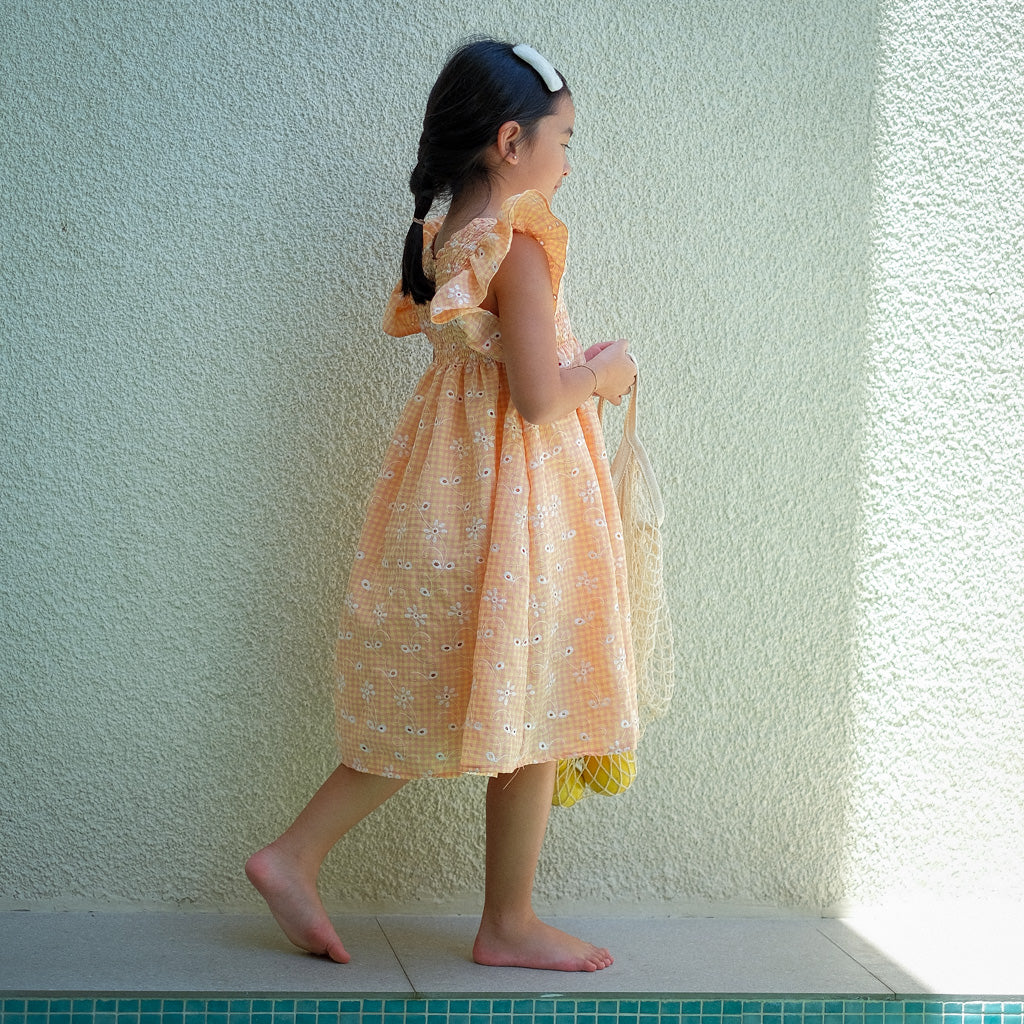 Luna dress - apricot orange eyelet