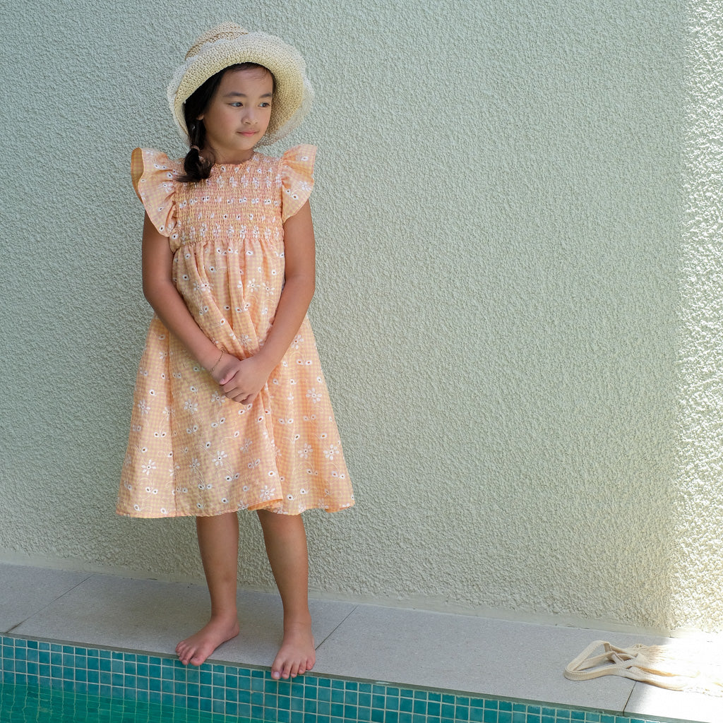 Luna dress - apricot orange eyelet