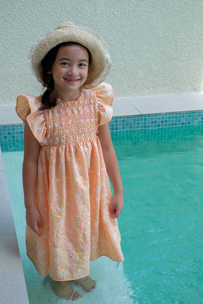 Luna dress - apricot orange eyelet