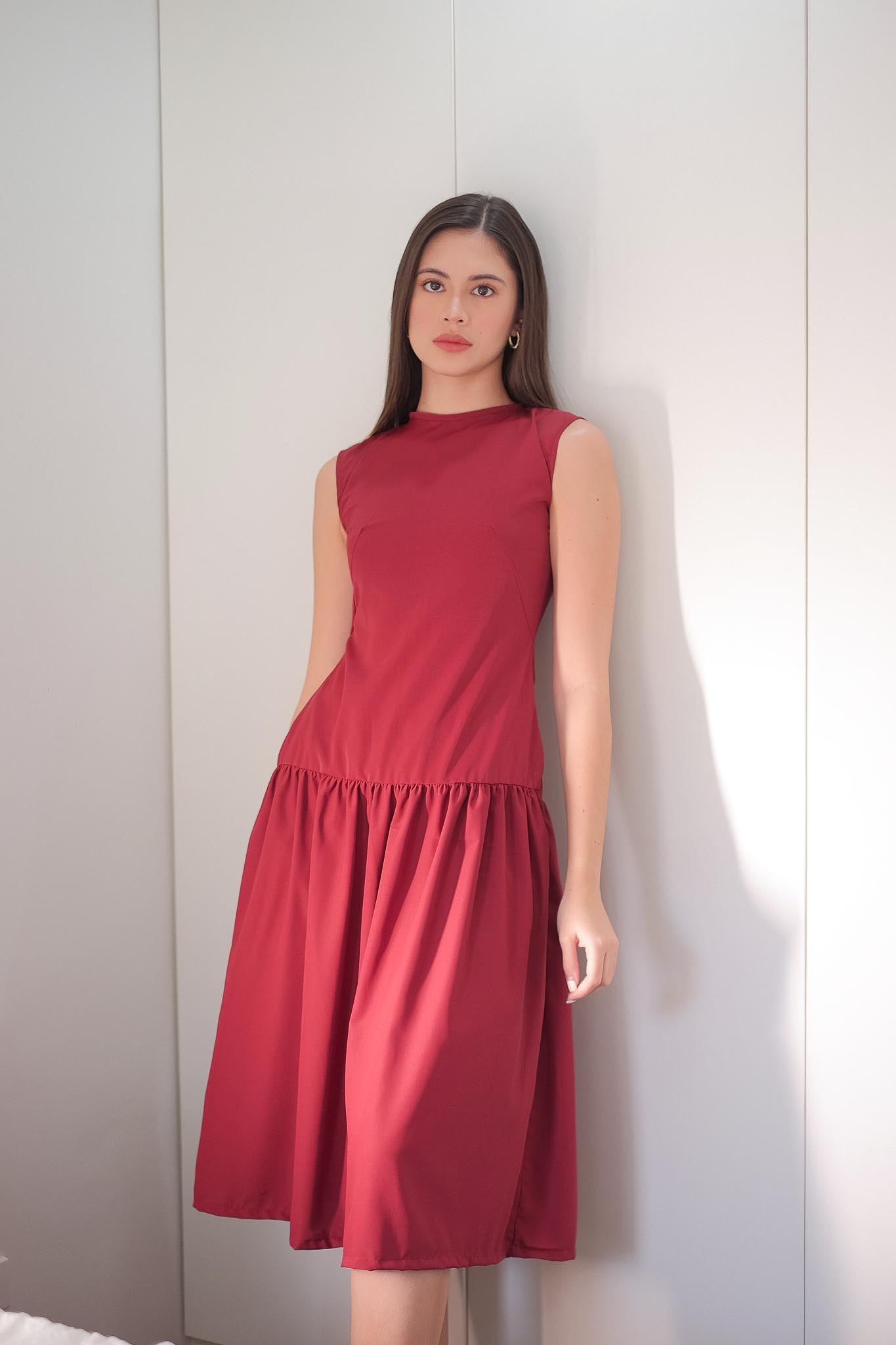 Millie Midi Dress - maroon