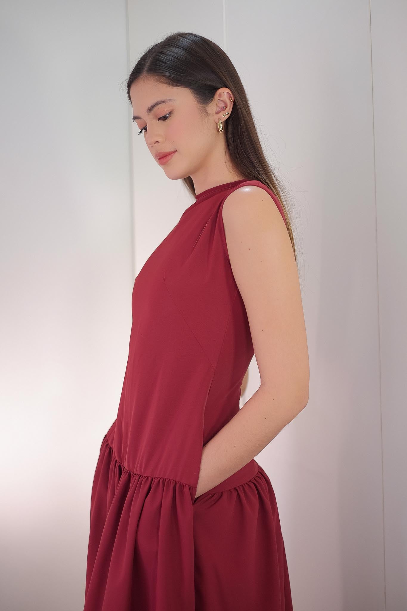 Millie Midi Dress - maroon