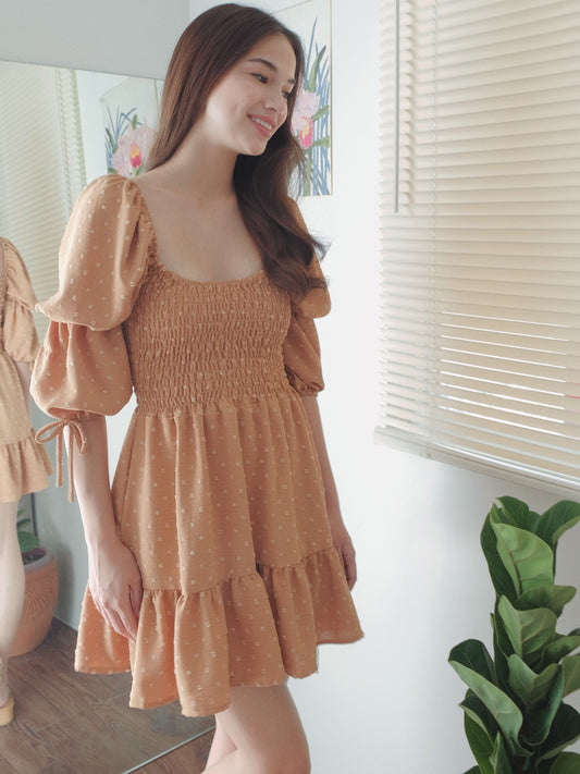 Lucy Mini Dress - Swiss dot Chestnut